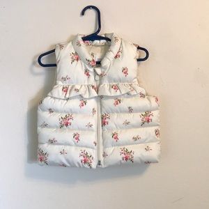 EUC Baby Gap Floral Puffer Vest 12-18 Months